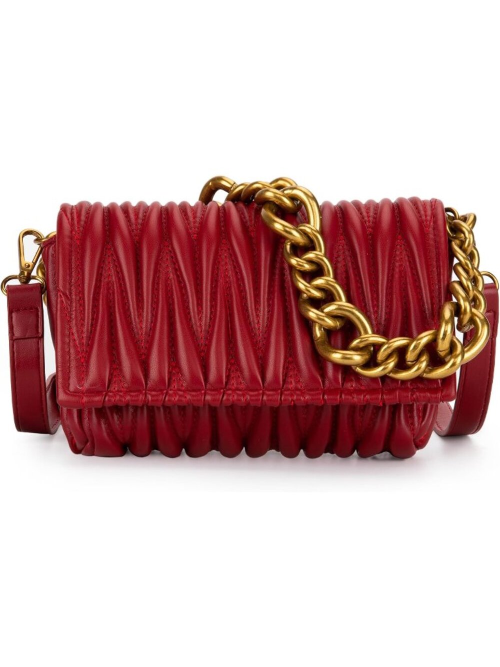 Women's Crimson Small Clutch Purses Quilted Evening Handbags Crossbody Bag